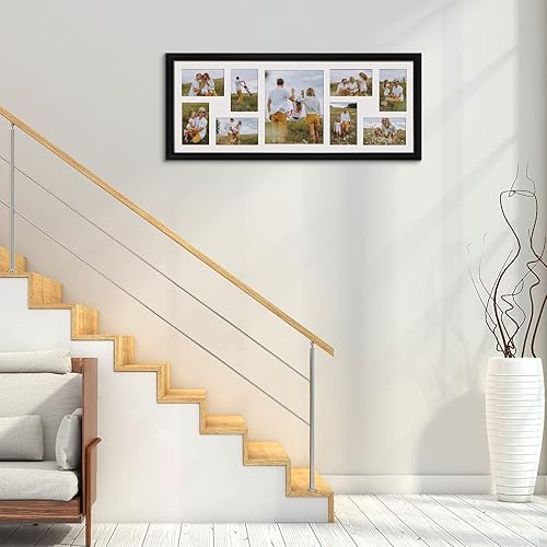 Miniatura 7 de WIFTREY Marcos de fotos de collage de 4 x 6 con 9 aberturas, paquete de 2 unidades, muestra ocho fotos de 4 x 6 pulgadas y una fotos de 8 x 10