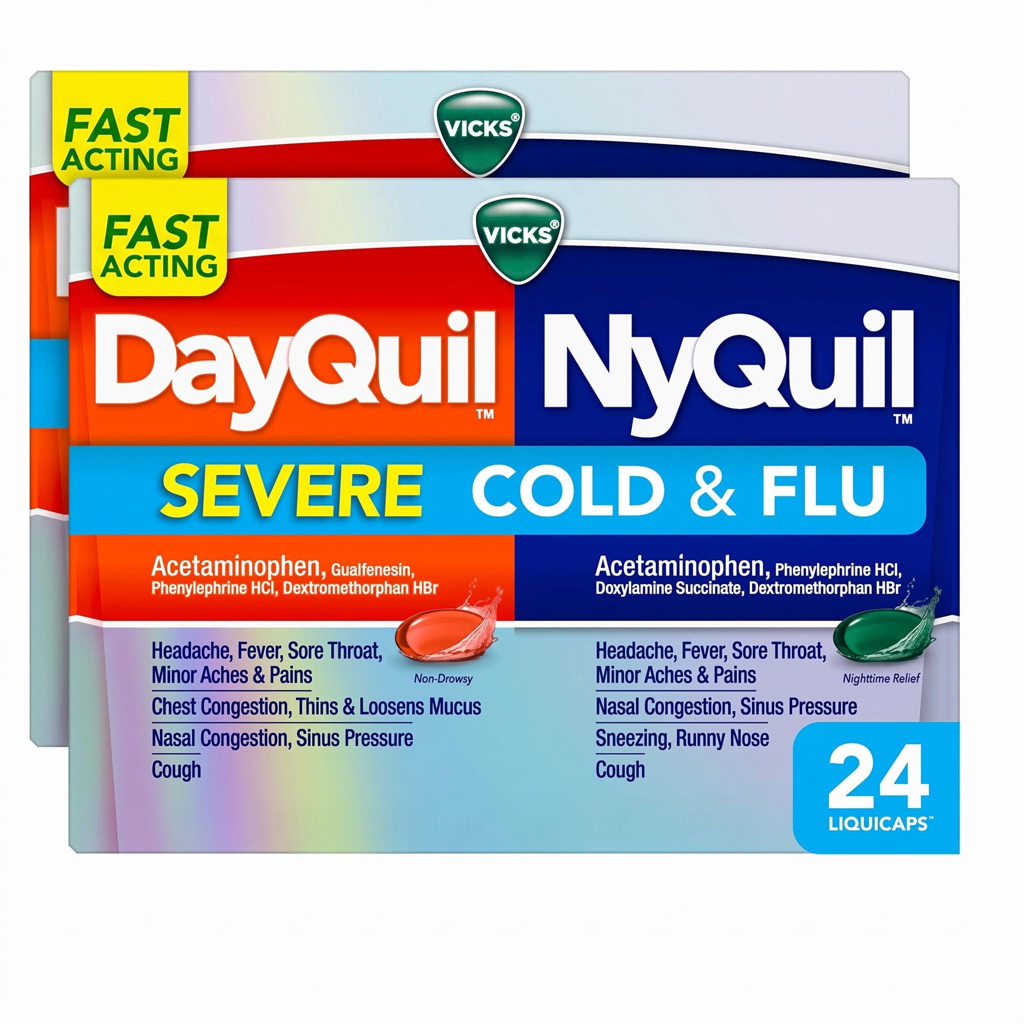 Vicks DayQuil & Nyquil Severe Cold, Flu & Congestion Medicine, 24 Count — Amazon image 10