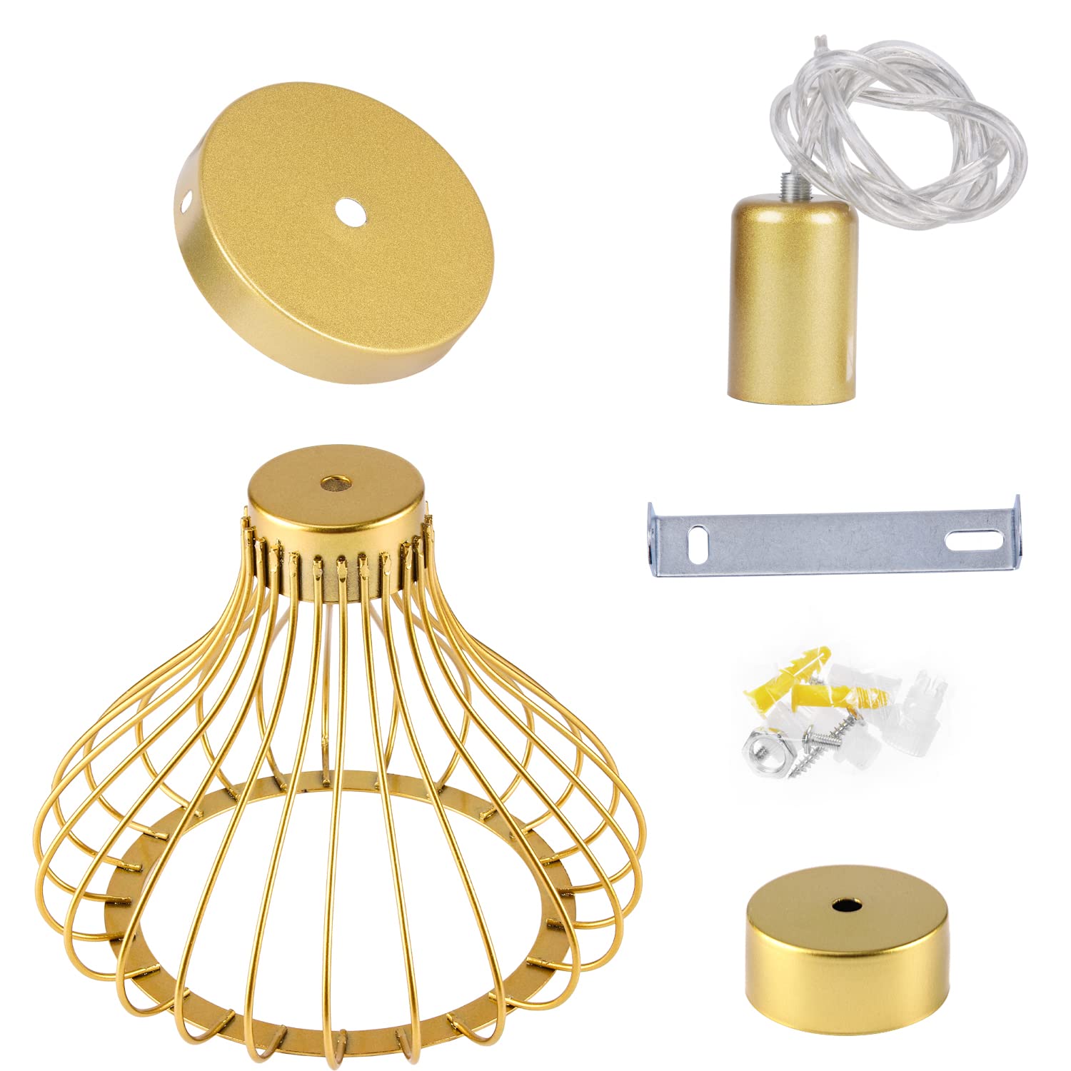Lustre Industriel Cage Noir IDEGU | Abat-Jour Métal Vintage | Suspension Réglable E27 | Pour Cuisine, Salon, Bar