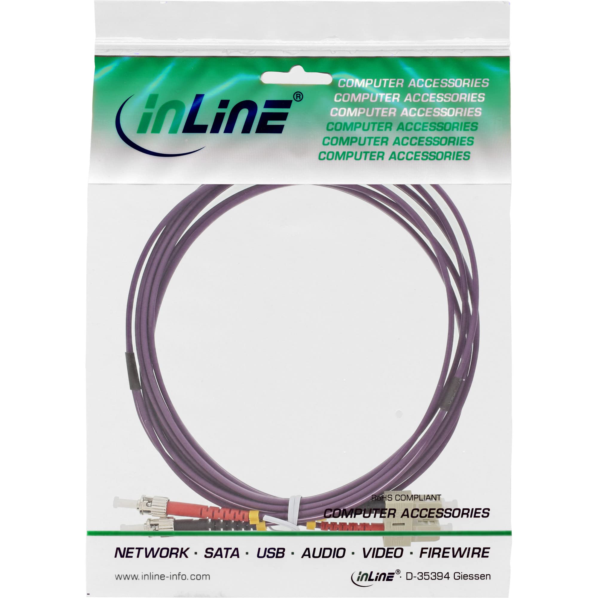 InLine 22443 Cavo Bretella Fibra Ottica Duplex, SC/ST, 50/125µm, OM4, 2M Nero