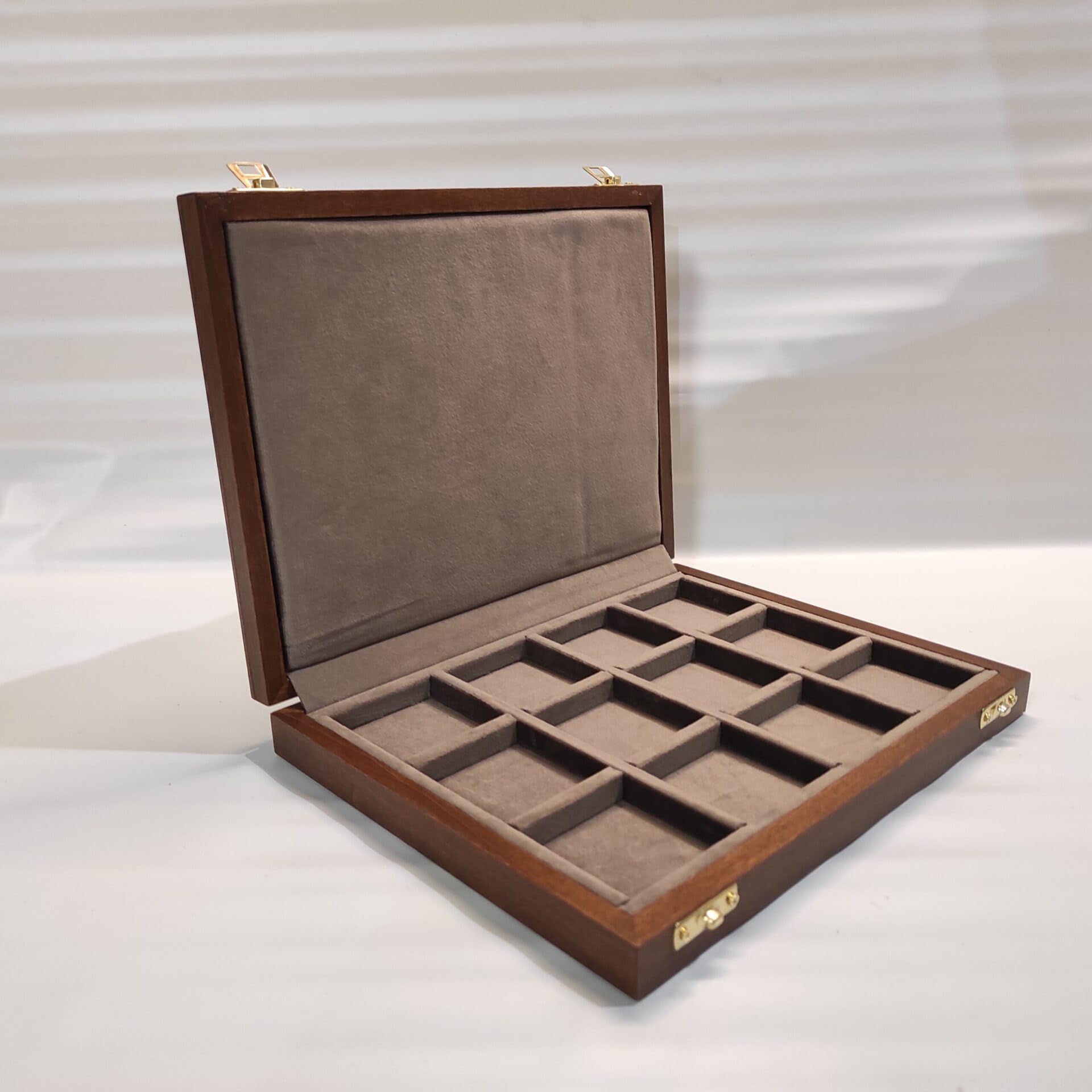 Vitrina de Madera para Moneda con Interior de Terciopelo – Estuche Expositor Artesanal Italiano para Coleccionistas – Caja de Presentación Individual