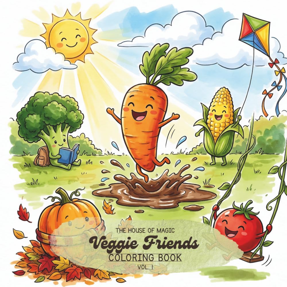 Veggie Friends Coloring Book: 20 Kawaii Vegetable Scene Pages for Kids Ages 3–6 (Travel Buddies™ – Mix & Match Coloring Books for Kids)