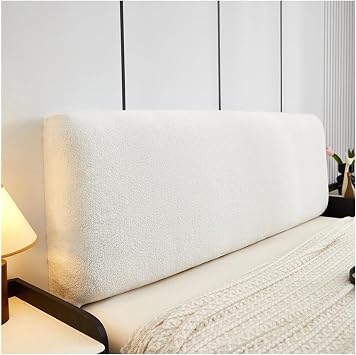Velvet Bed Headboard Cover Twin Full Queen Cal King Strength Thicken Bed Head Cover Solid Color Dustproof Headboard Slipcover Protector for Bedroom DecorWhite,Queen Headboard Length59"-67"
