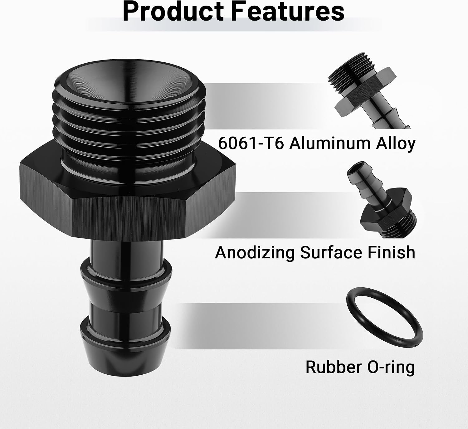EVIL ENERGY 8AN ORB Male to 3/8" Barb Straight Fitting Adapter 2 PCS