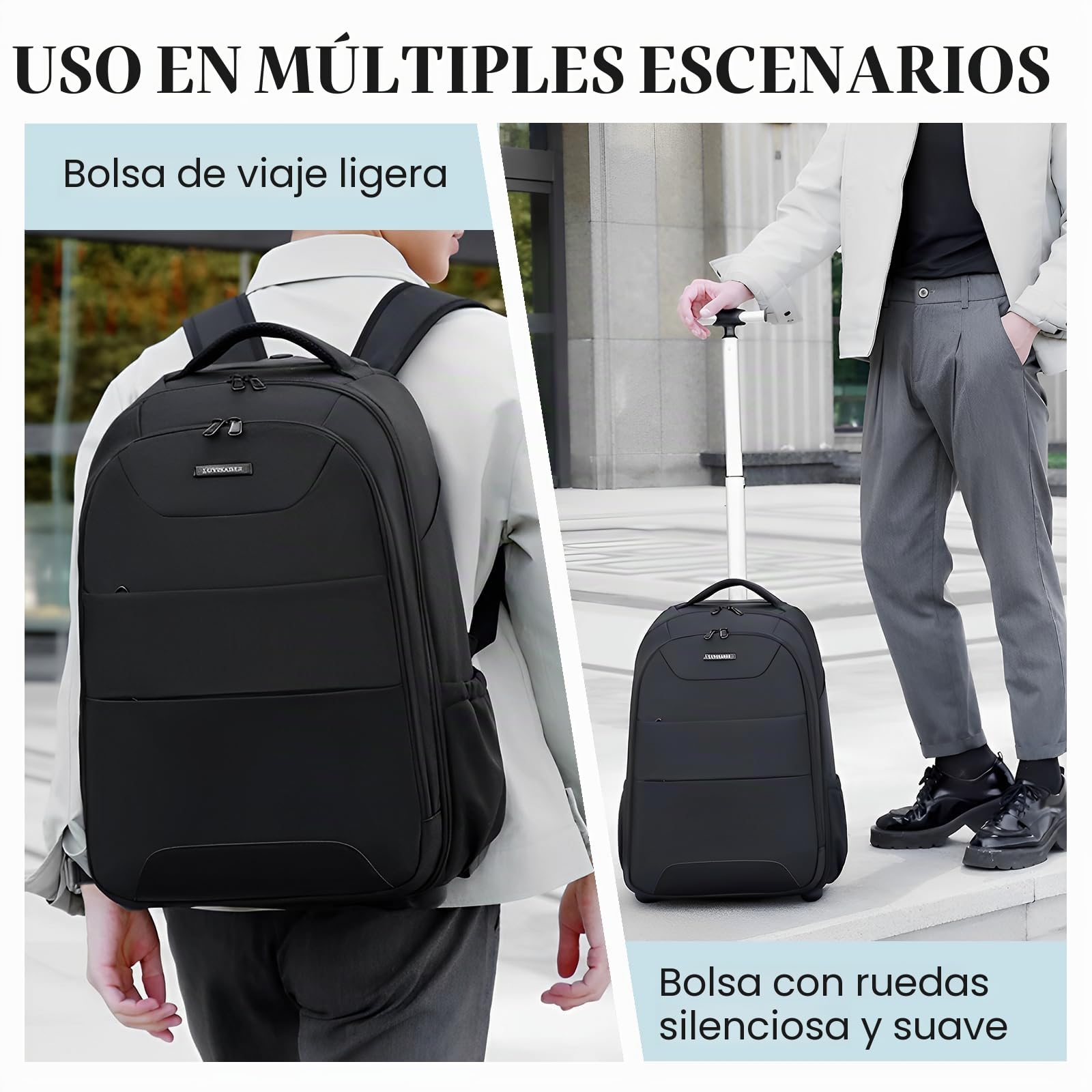 Hivexagon Mochila con Ruedas de 81 cm, cómoda, Informal, Duradera y fácil de Transportar, Ideal para Llevar portátil y Documentos, con Correas de Hombro Ocultas, Ideal para Viajes de Negocios