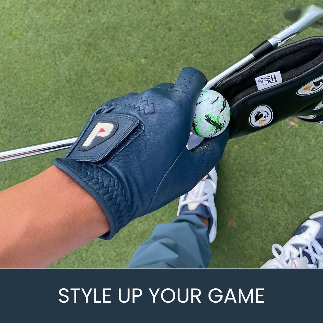 PUR3 Cabretta Leather Men's Golf Glove, Ultra Soft - 3 Pack (Red, Blue and White), with Ball Marker for Right Hand and Left Hand Golfers - Image 5