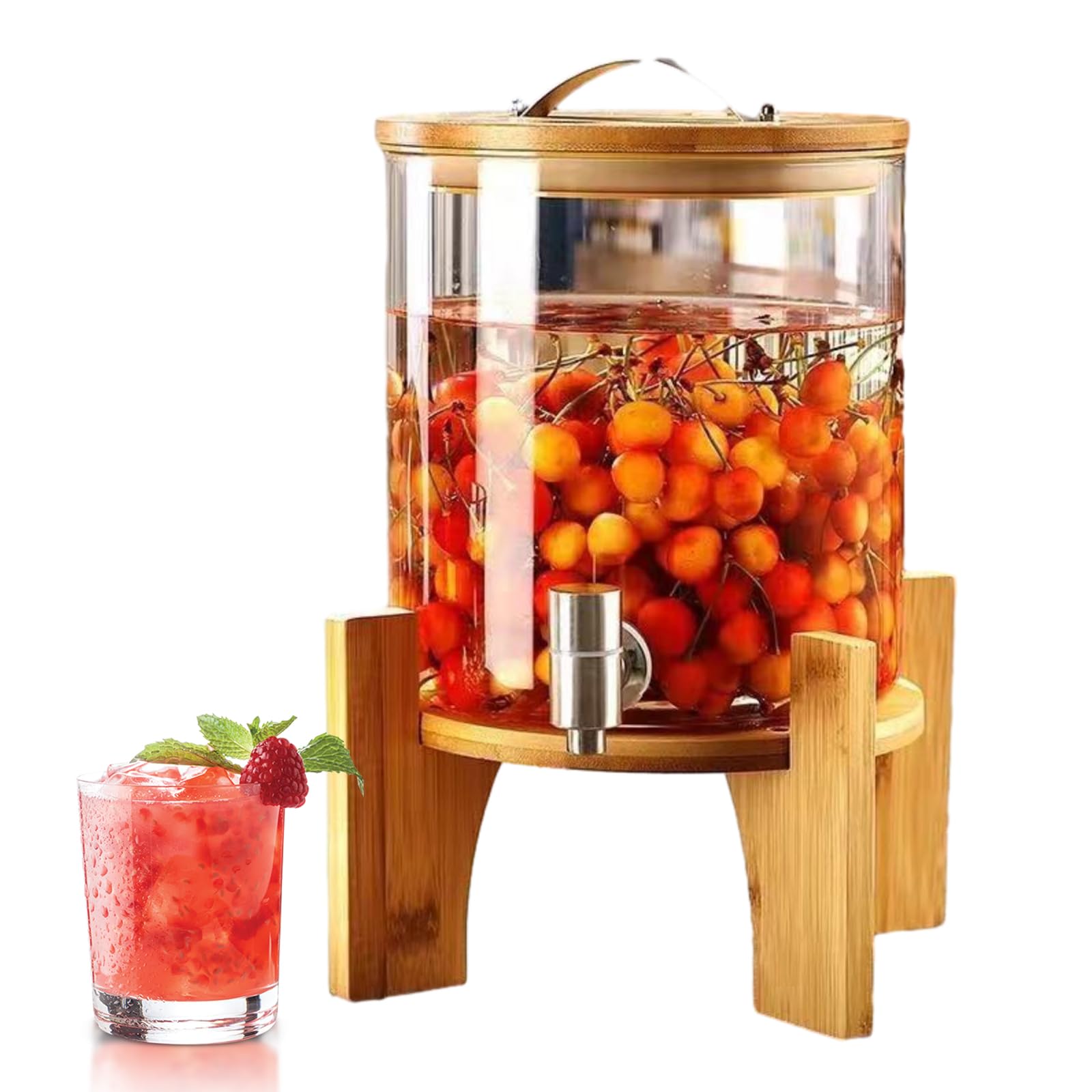 Dispenser per Bevande in Vetro Infrangibile, Dispenser per Acqua con Supporto E Rubinetto, Dispenser per Succo di Limonata, per Matrimoni, Feste, Bevande Calde O Fredde,5L