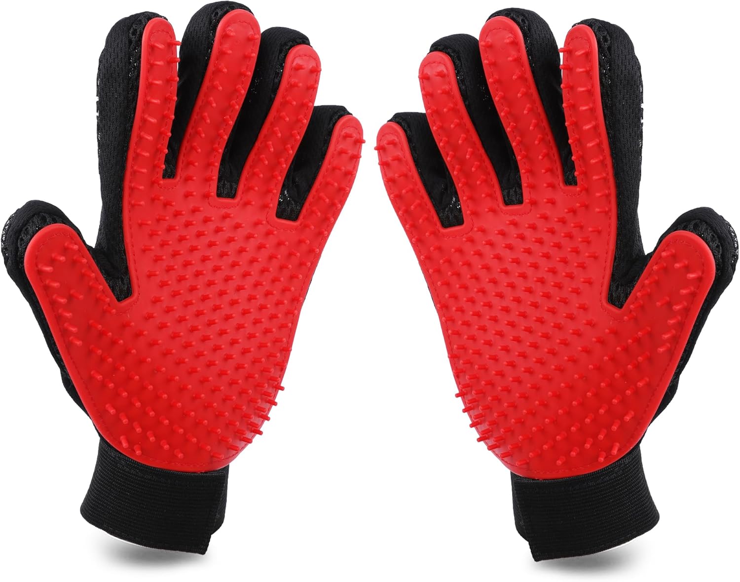 Itingy Cat Grooming Gloves 259-Tip, Pet Hair Removal Mitt for Cat/Dog/Rabbit with Sensitive Skin, Dog Bath Glove with Silicone Massage Brush for Deshedding & Washing, Anti-Slip & Reduce Shedding -Red