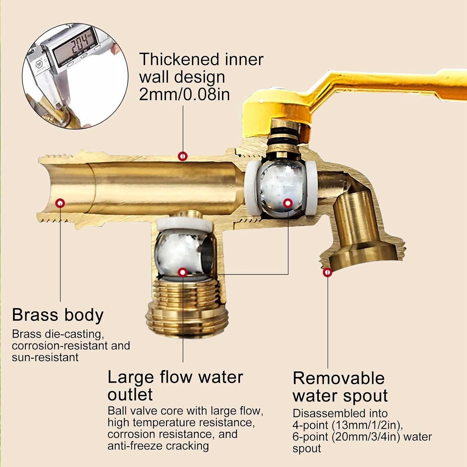 Garden Water Column Outdoor Post Faucet Cylindrical Vertical Standing Floor Mounted Antifreeze Yard Hydrant with Brass Faucet(Silver,150cm/59in)