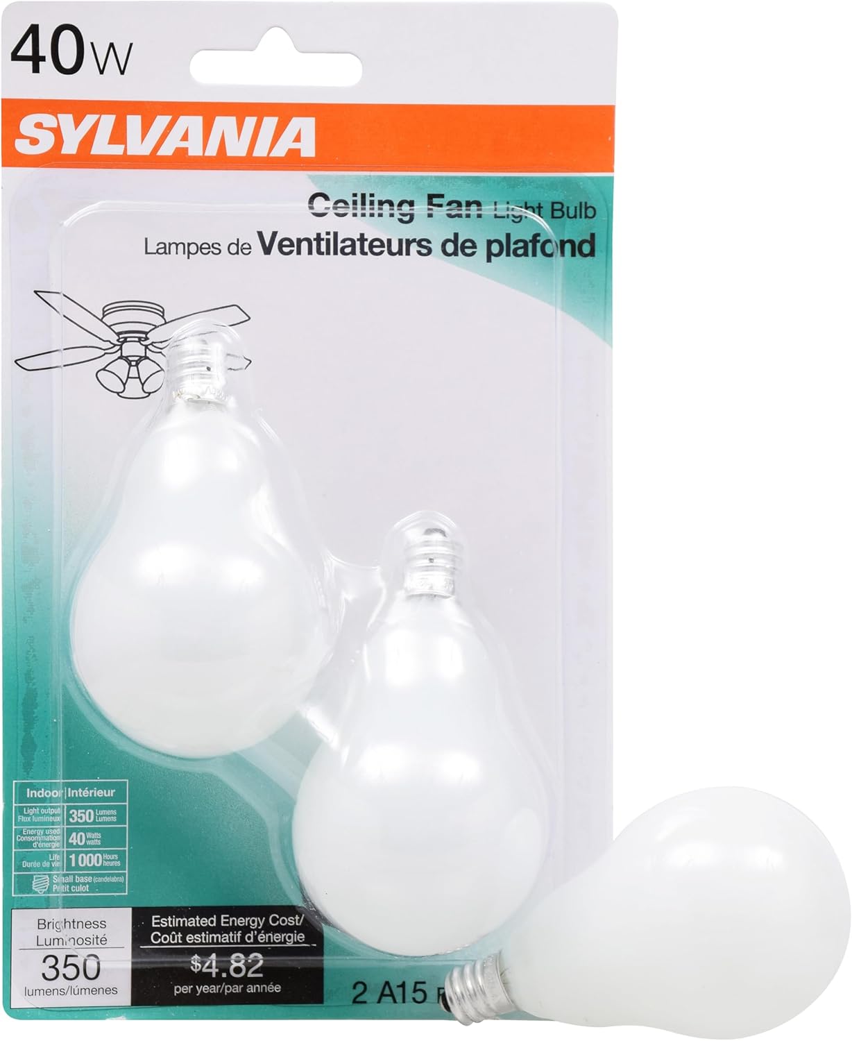 Sylvania Small Base 40 Watt Indoor Ceiling Fan Light Bulb