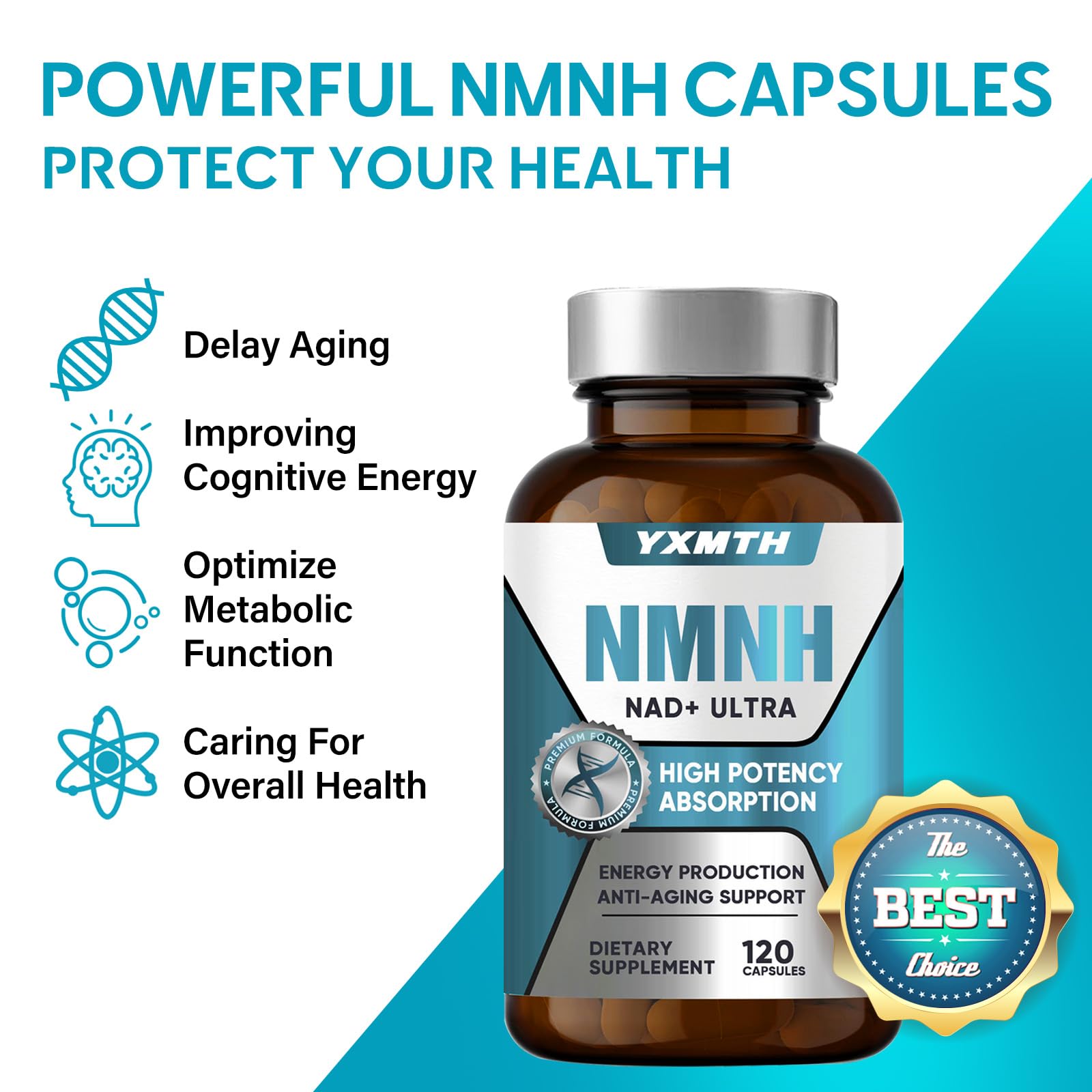 NMNH Kapseln hochdosiert, 2000 mg, 120 Stück,Für natürlichen Energieboost, Konzentration & Anti-Aging-Optimiert NAD+-Spiegel,Unterstützt Zellregeneration