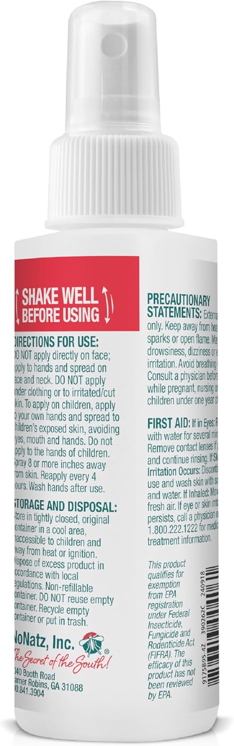 No Mosquitoz Botanical Insect Repellent, DEET-Free, Made with Natural Essential Oils, Non-Greasy Formula, Made in The USA, Woodsy Scent, 4 Ounce Spray Bottle