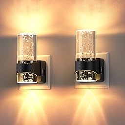 Quntis Luce Notturna da Presa con Sensore Crepuscolare, Luce Notturna con Design a Bolla in Acrilico, 1-100 lm Luminosità Regolabile, 2 Pezzi Luci Notturne da Presa, 3000K Bianco Caldo