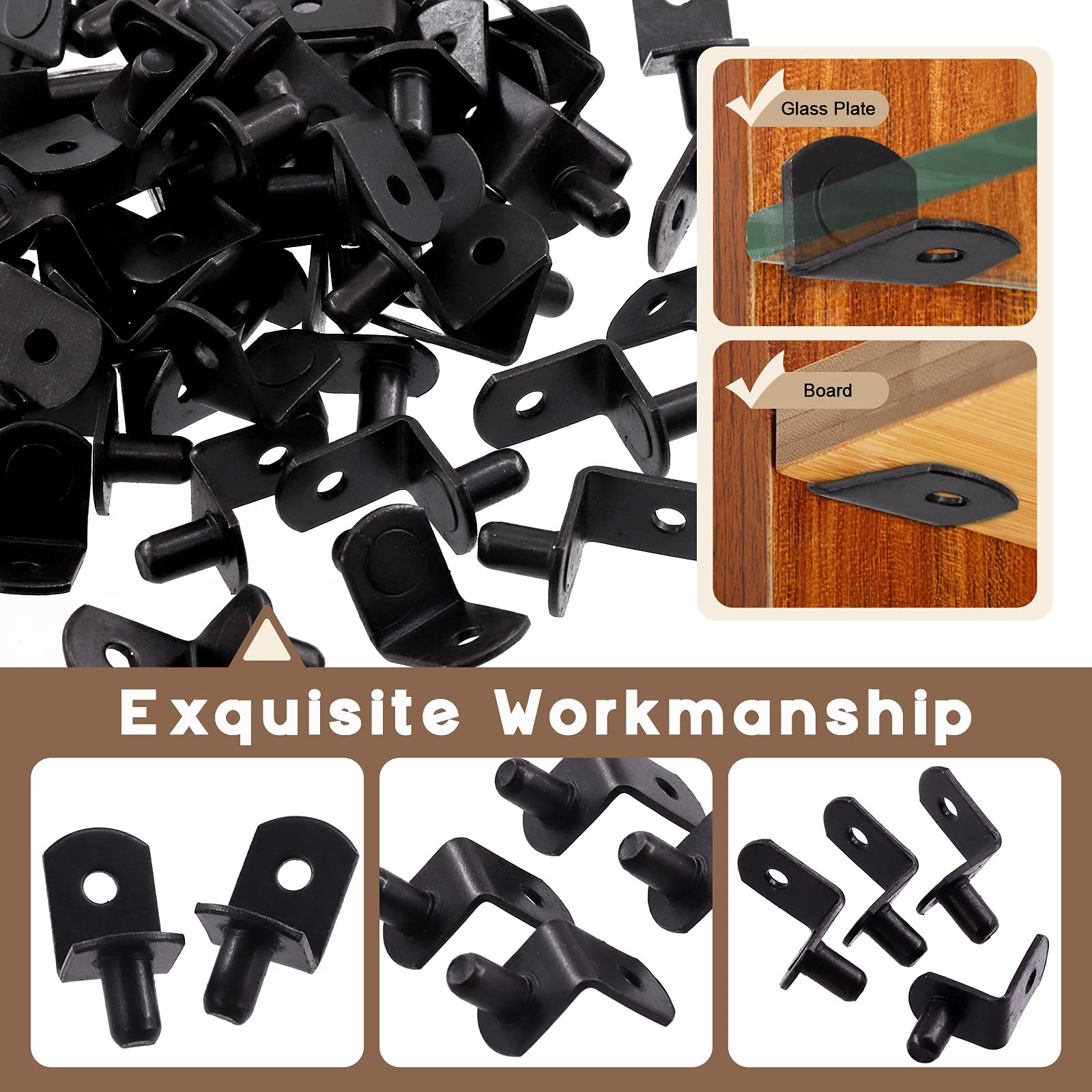 L-Shelf Support Pegs - 60 Pack Black Steel -4