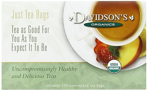 Davidson's Organics, vainilla francesa, 100 bolsas de té sin envolver
