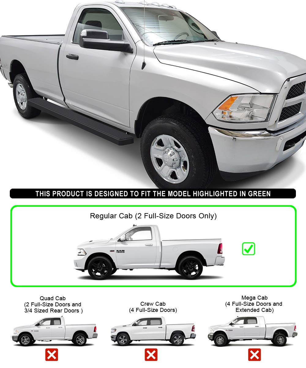 APS Wheel to Wheel Running Boards 6in Compatible with Ram 1500 2009-2018 Regular Cab 6.5ft Bed & Ram 2500 3500 2010-2024 6.5ft Bed (Nerf Bars Side Steps Side Bars)