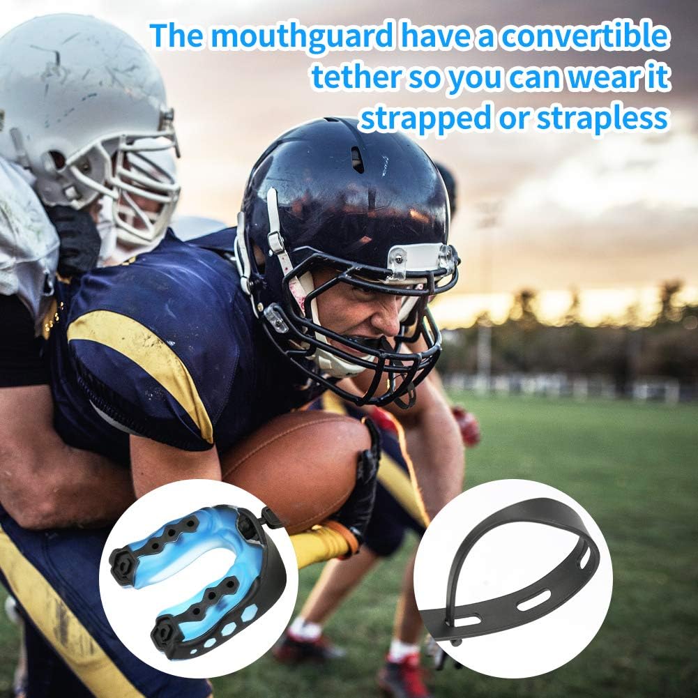 Number-one 2 Pack Soft Mouth Guard with Strap, Professional Sports Mouthguard for Boxing, Jujitsu, MMA, Football, Basketball, Hockey, Karate, Rugby Teeth Armor to Protect Braces for Adult & Youth : Sports & Outdoors
