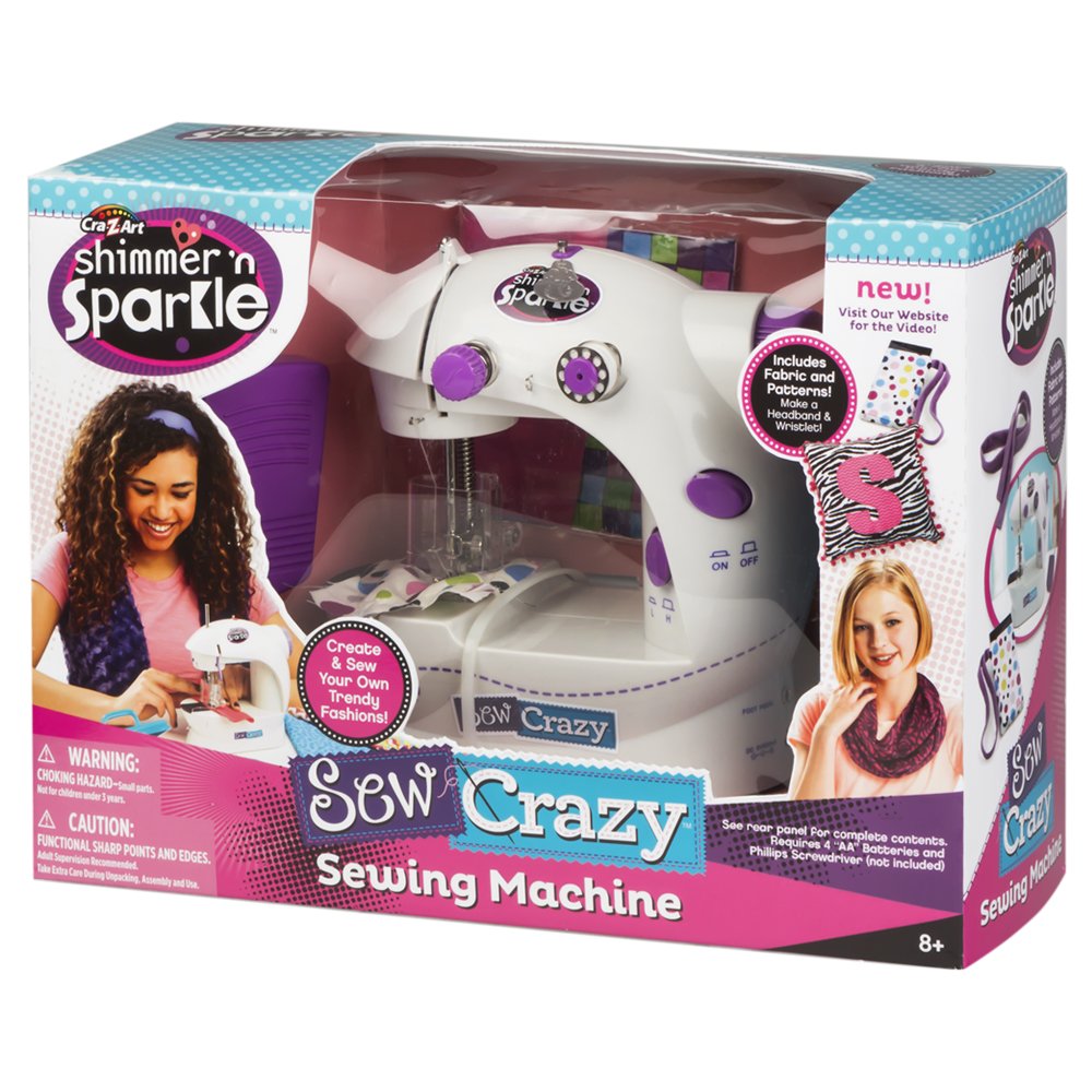 COLORBABY Shimmer N Sparkle 44080 - Máquina de coser infantil con luz y sonido / Kit de costura para niñas, mini máquina de coser portátil / Incluye accesorios para coser, juguetes de diseño de moda
