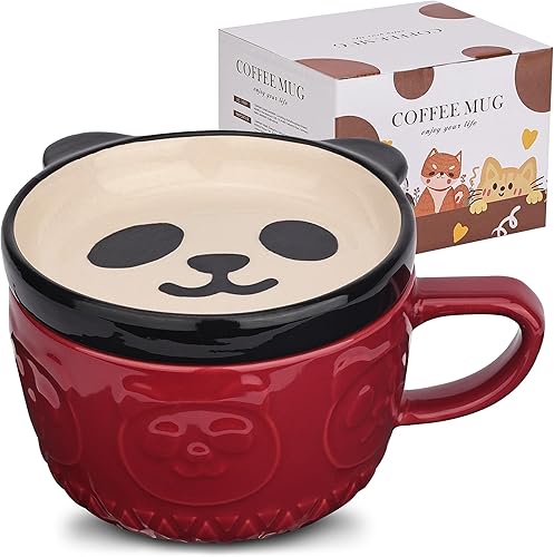 Miniatura 7 de Cute Ceramic Cat Coffee Mug with Lid,Kawaii Coffee Mugs or Tea Cups for Cat Lovers,Funny Novelty Cat Breakfast Mugs for Pink