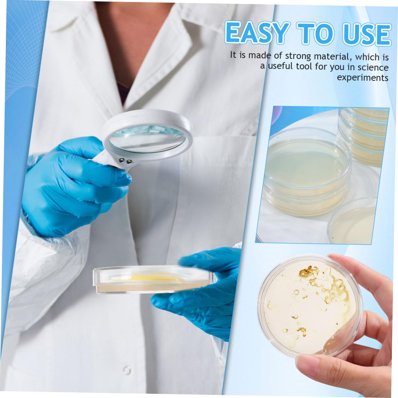Placas de Agar Nutritivo 7cm, 10 Piezas, Cultivo Listo para Laboratorio | Suministros para Experimentos de Microbiología, Placa de Petri de Agar, Decoracion Colegio