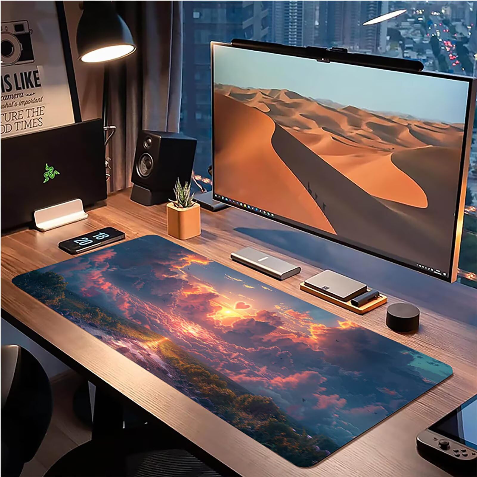 Tappetino Mouse XXL 1500 x 800 mm, Tappetino Mouse Nuvola, Gaming Mousepad Migliorare la Velocità e la Precisione, Mouse Pad con Base in Gomma Antiscivolo, Ufficio Accessori Gaming, Bianco 9-9153