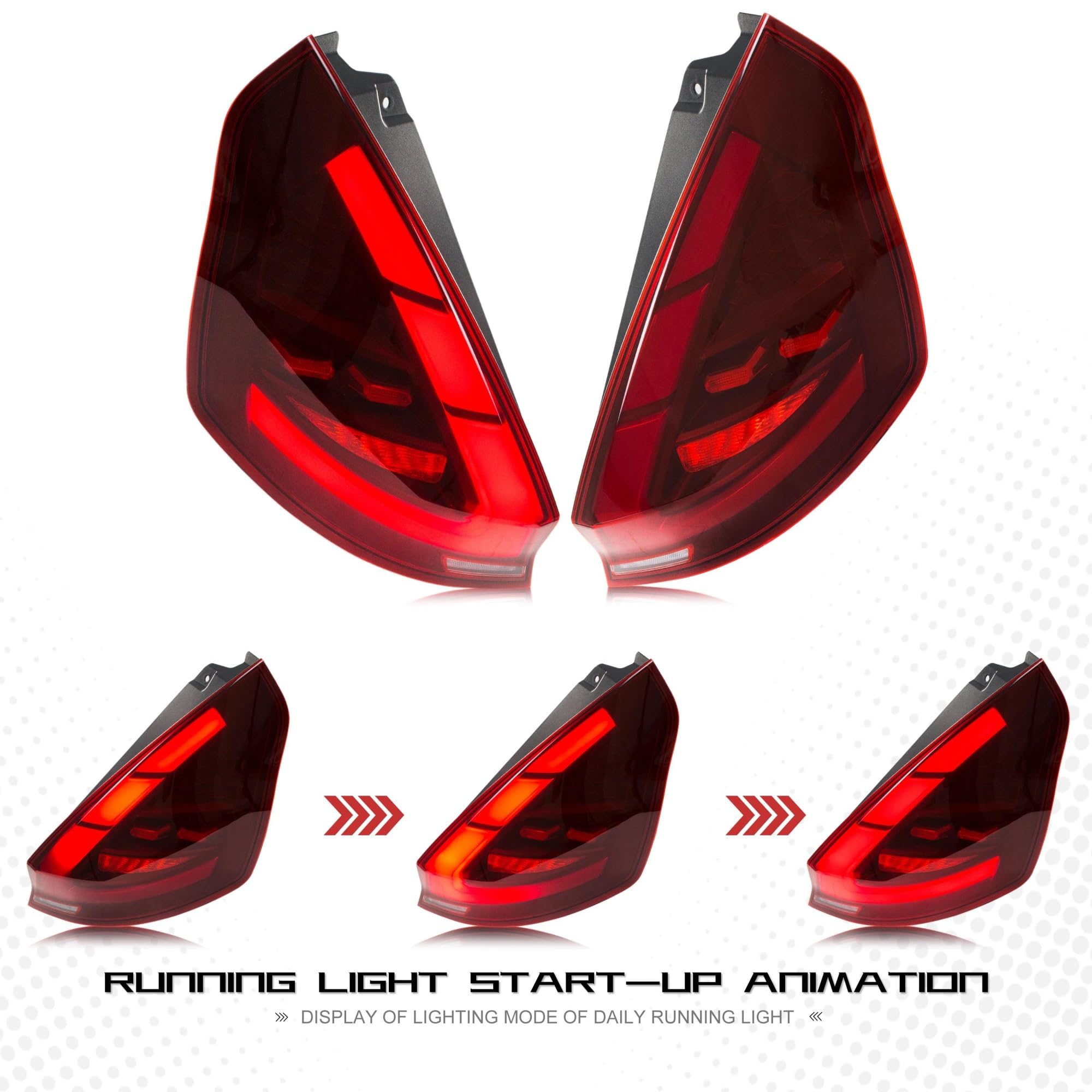 Conjunto De Luces Traseras LED Rojas Con Intermitentes Secuenciales Y Freno Para Ford Para Fiesta MK7 MK7.5 VI Hatchback 2008-2020