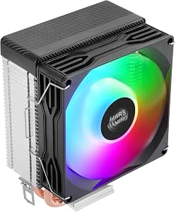 Mars Gaming MCPU-X2, Dissipateur CPU 150W TDP, 2x Heatpipes, Ventilateur PWM FDB, Éclairage FRGB, Design Compact SFF/Mini-ITX, Ailettes en Aluminium, Refroidisseur PC compatible Intel et AMD, Noir