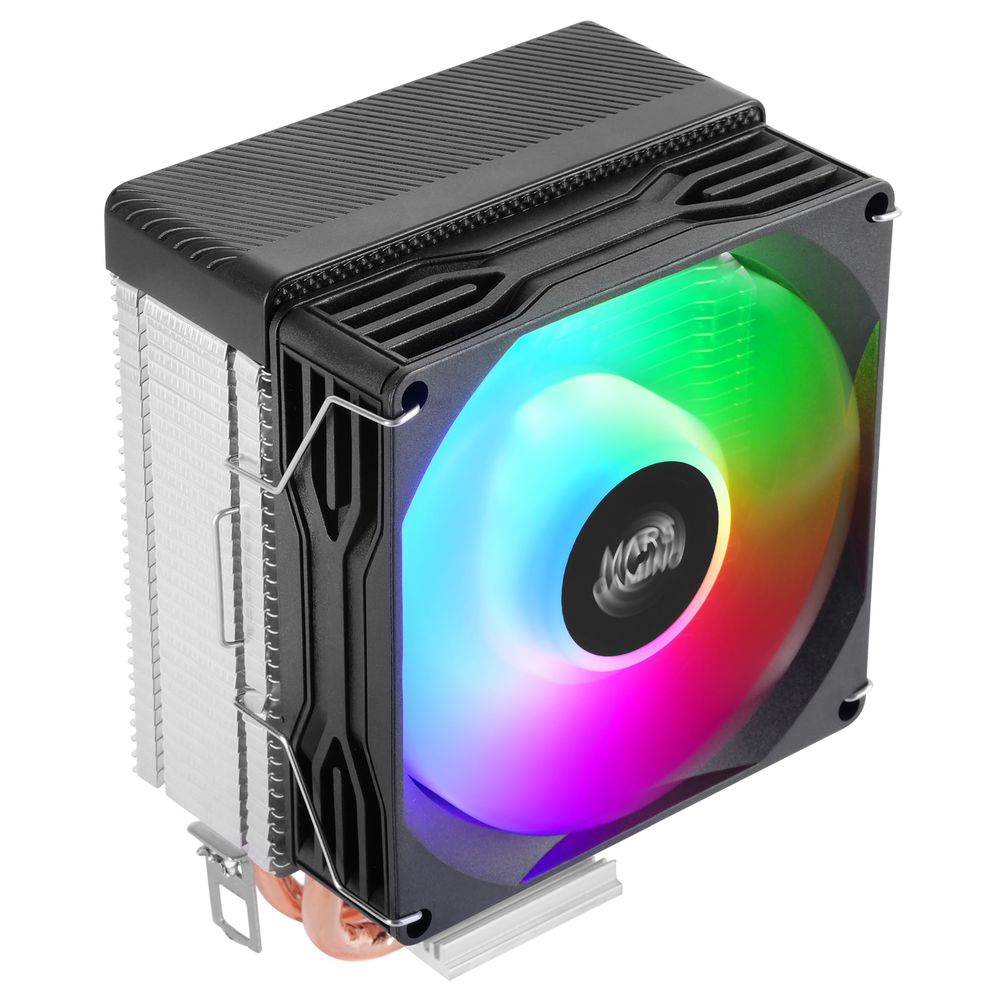 Mars Gaming MCPU-X2, Chłodzenie CPU 150W TDP, 2x Heatpipe, Wentylator PWM FDB, Podświetlenie FRGB, Kompaktowy design SFF/Mini-ITX, Aluminiowe żeberka, Chłodzenie PC kompatybilne z Intel i AMD, Czarny