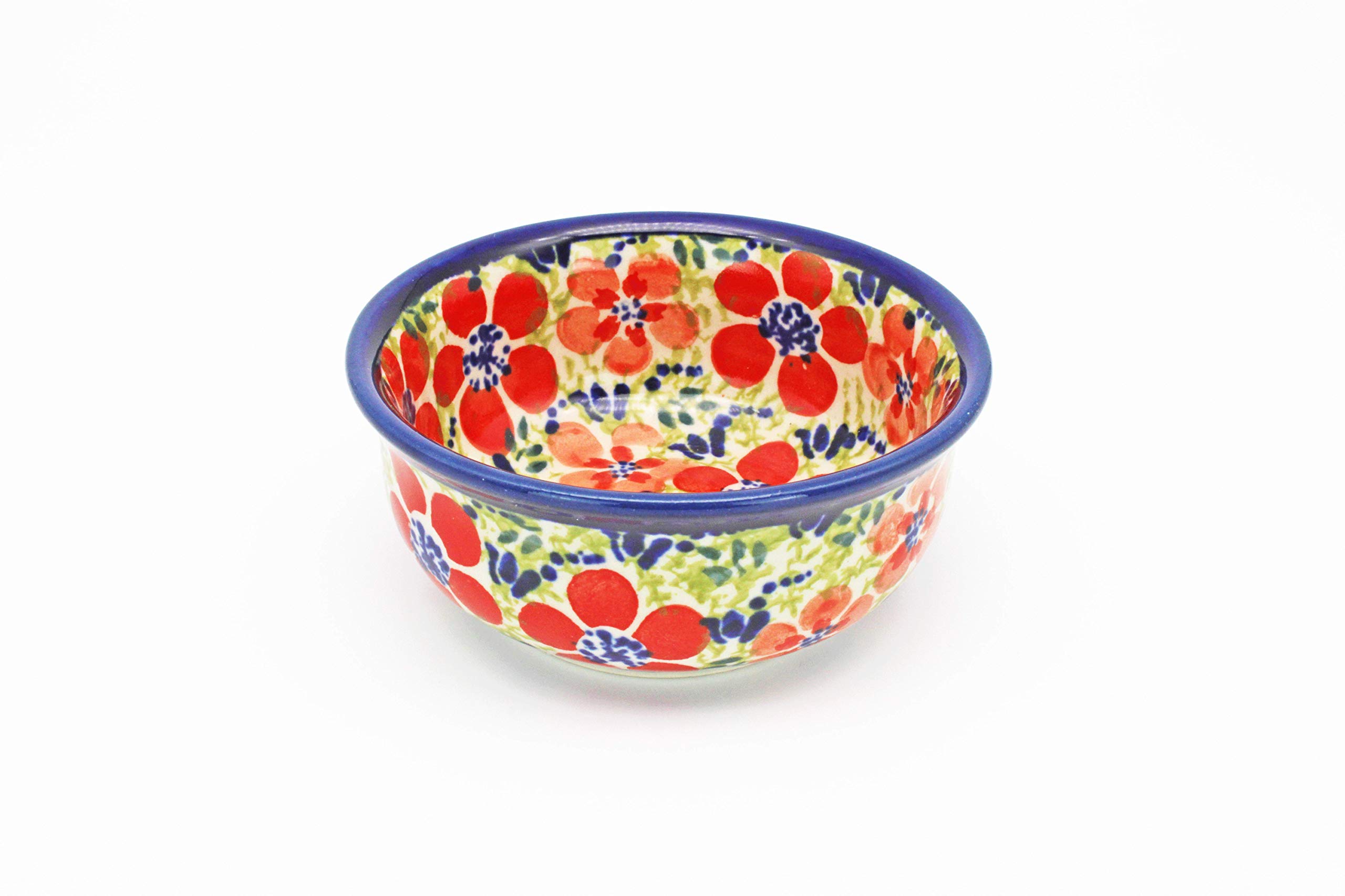 Handmade Unikat Polish Pottery Olive Bowl (9.6cm) Holly Pattern
