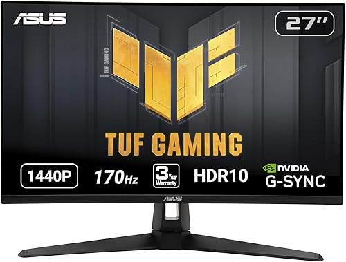 ASUS TUF GAMING 27 "2K HDR Monitor (VG27AQ1A) - WQHD (2560 x 1440), IPS, 170Hz (soportes 144Hz), 1MS, desenfoque de movimiento extremo, altavoz,