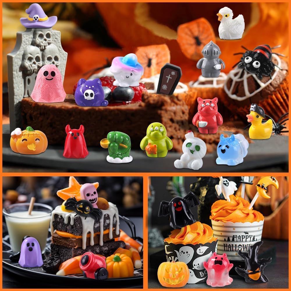DTYDECLE 50 Stück Mini Harz Figuren Halloween - Gruselige Deko Für Party & Garten