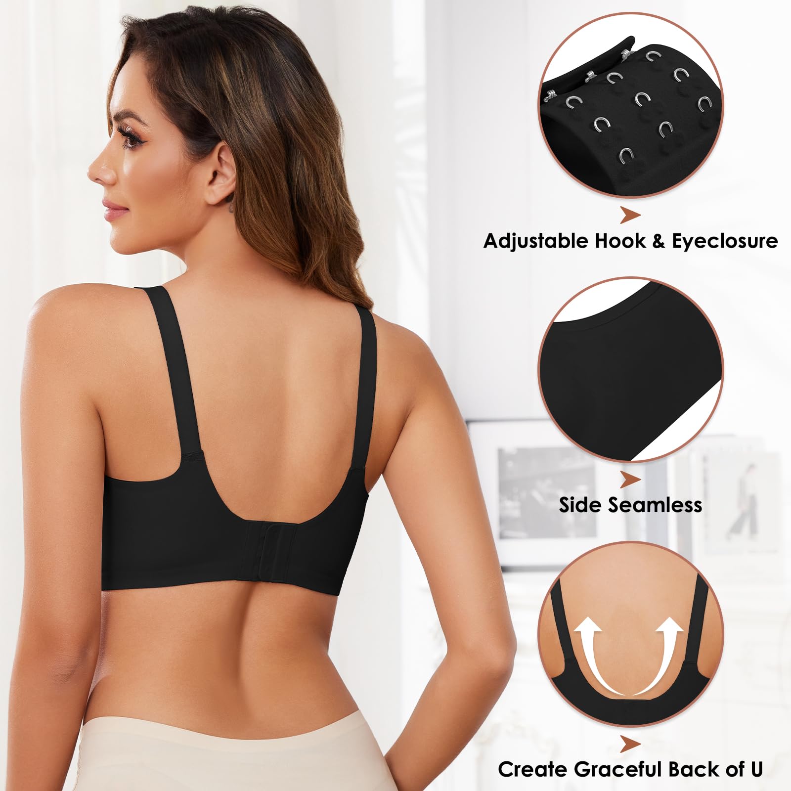 Xnova Donna Reggiseno Senza Ferretto con Cuscinetti, Stretch Leggero Reggiseni di Base Spalline Regolabili Senza Schienale, Comfort Intimo Bralette Invisibile Elasticizzato