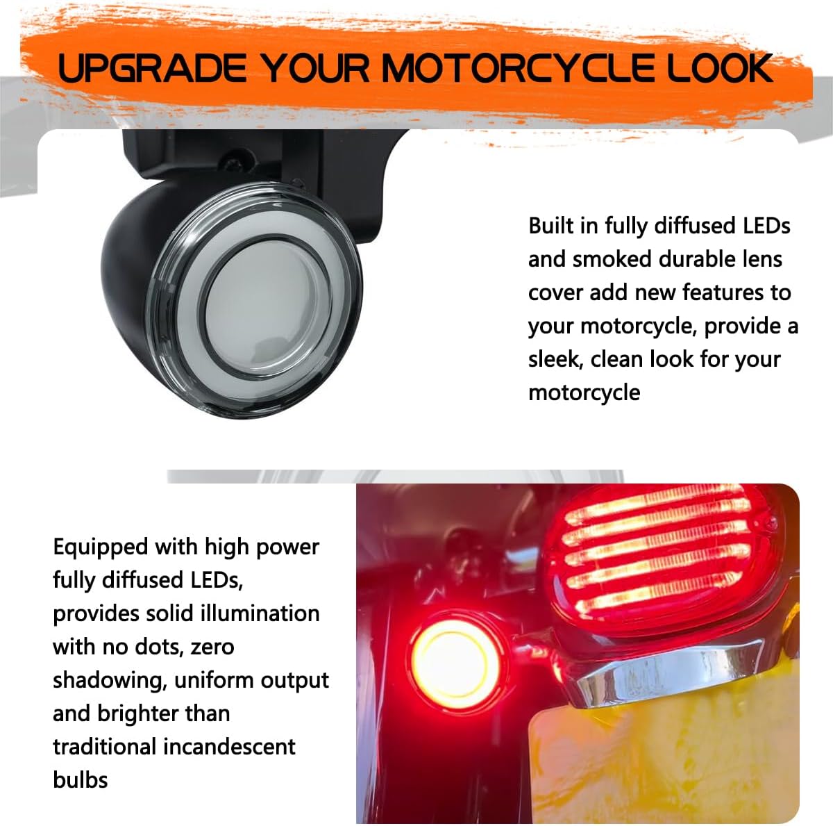 1157 Front 1156 Rear Smoked LED Turn Signals, 2 Inch Bullet Motorcycle Brake Taillights for Harley Sportster, Touring, Softail Road King Electra Glide Iron 883-4Pcs