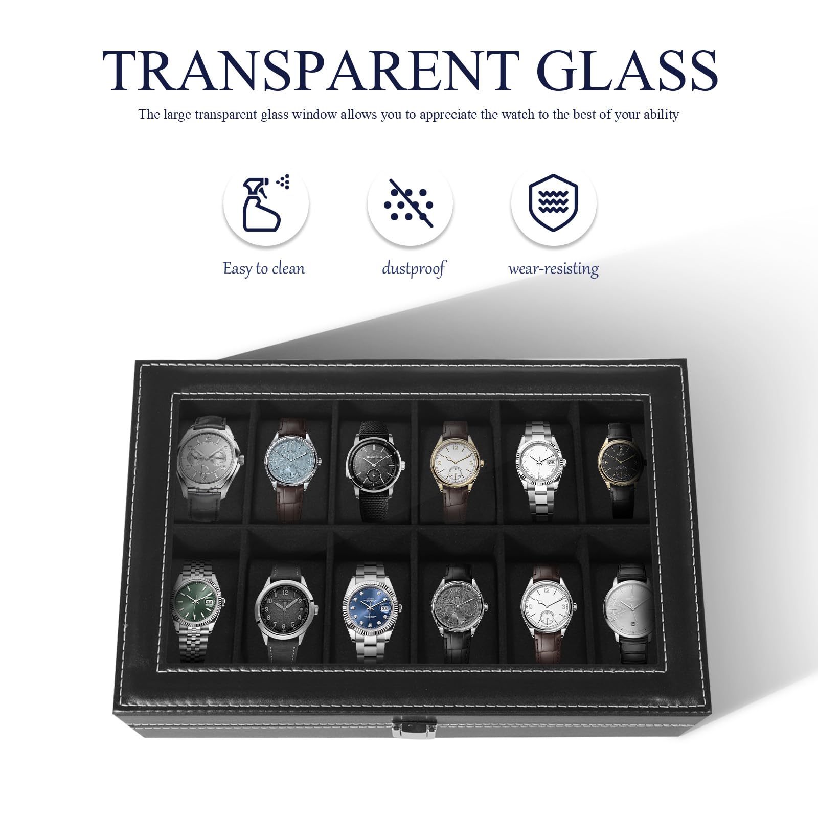 Scatola Porta Orologi KIMIGO Da 12 Posti - Custodia Elegante Con Serratura Per Collezione Orologi Uomo E Donna - Foto 13