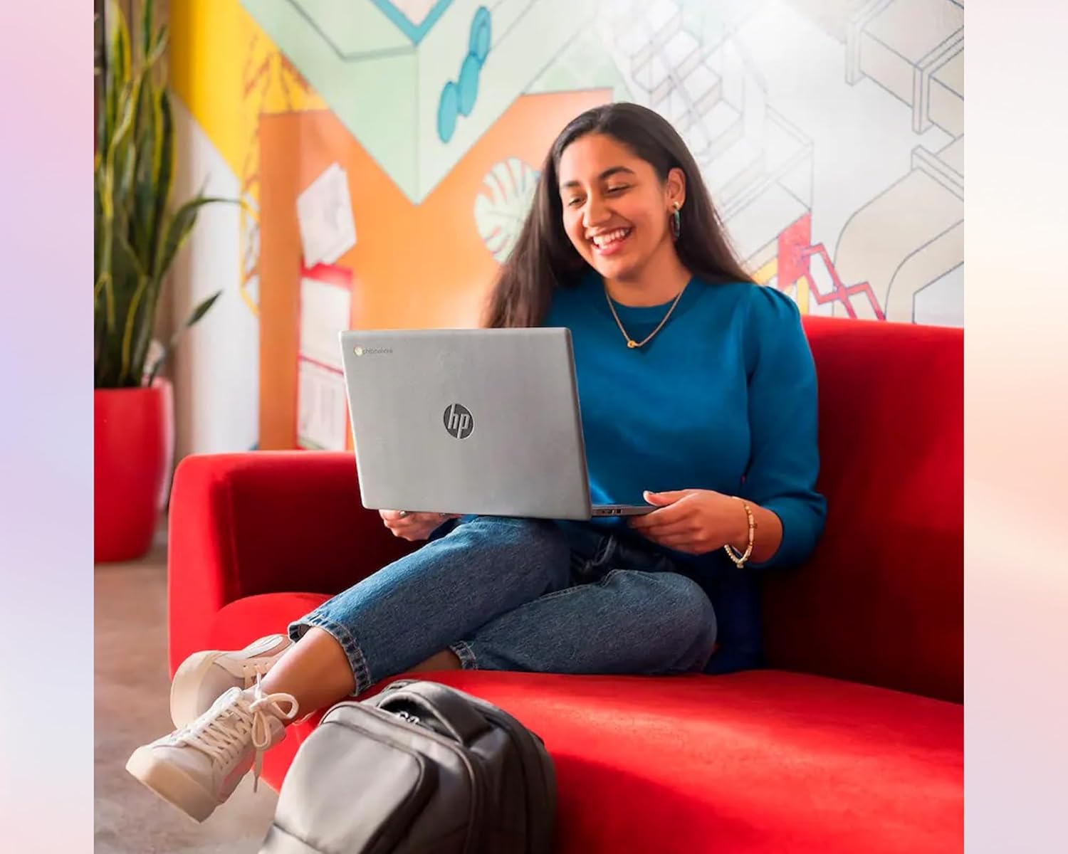 HP 14" HD Screen Chromebook Laptop| 4GB RAM|64GB eMMC + 64GB USB Flash Drive| Intel Celeron 2-Core CPU| Webcam| Ultra Light| Durable Build| Long Battery Life| Chrome OS| Built-in Anti-Virus| RK Bundle