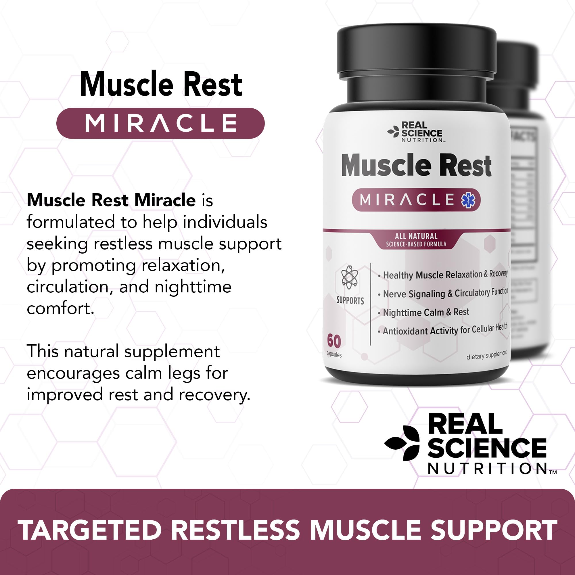 Real Science Muscle Rest – Natural Muscle Relaxer Capsules for Post-Exercise Recovery & Relaxation – with Vinitrox & GABA for Circulation, Oxygen Delivery & Nerve Support, Made in USA, 60 Capsules — Amazon image 2