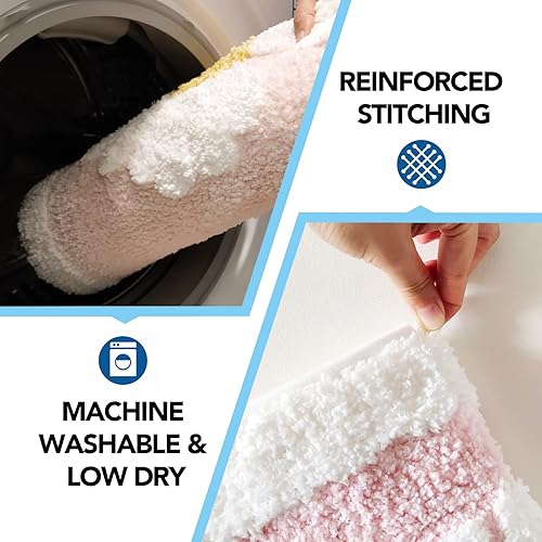 Miniatura 7 de ANNARUGER Alfombra de baño rosa, de microfibra ultra suave, 20 x 32 pulgadas, extra absorbente, lavable a máquina, antideslizante, para bañera y