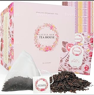Little Red Tea House English Breakfast Tea for Health & Wellness | Black Tea Bags | Pyramid Tea Infusers Presentation Box Tea Gift Set | For Tea Lovers Tea Party Favors – 30 sachets