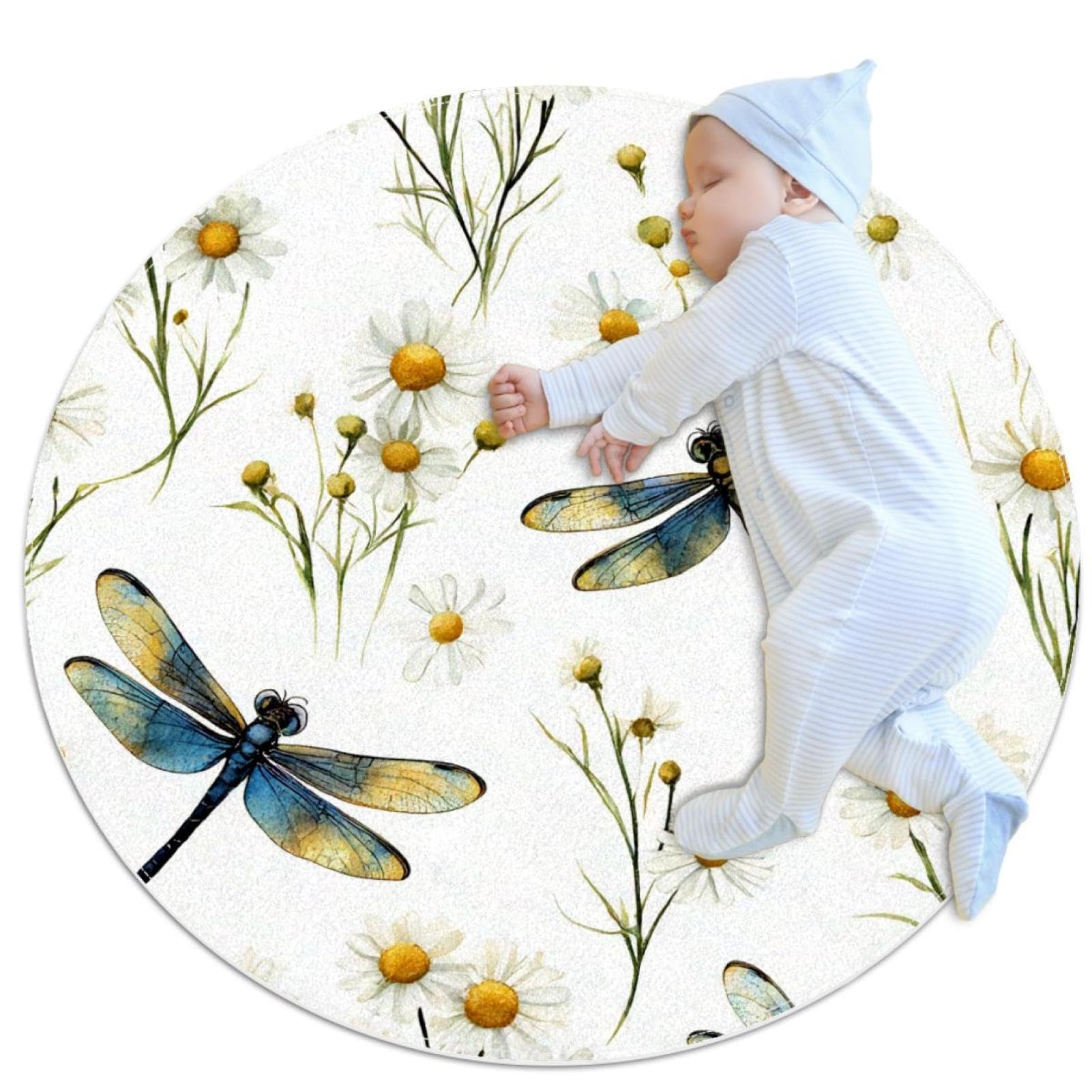 Tapis de salle de bain antidérapant et doux motif libellules