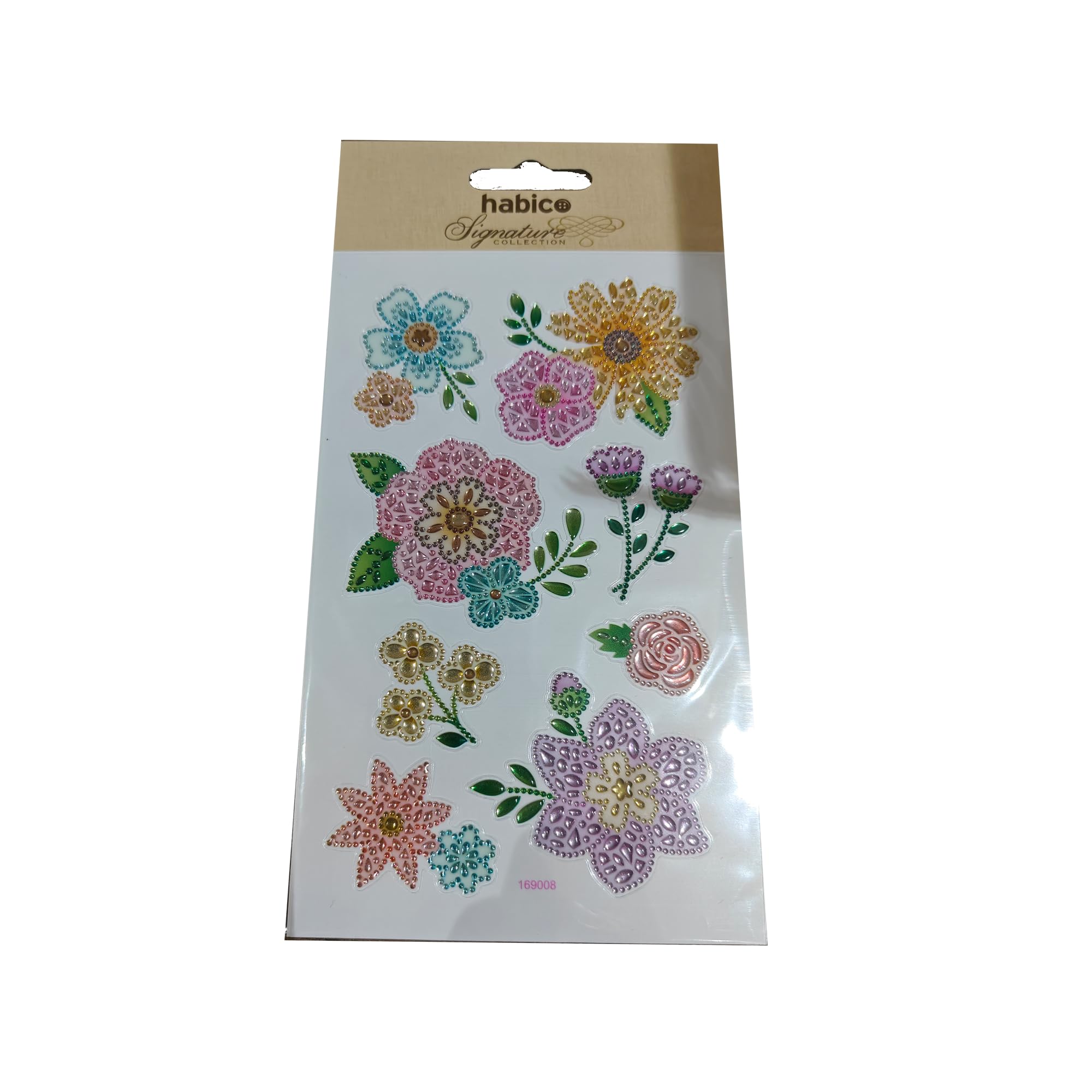 Habico Selfadhesive Coloured Flowers Crystal Sticker for Spring Card Making, PP118