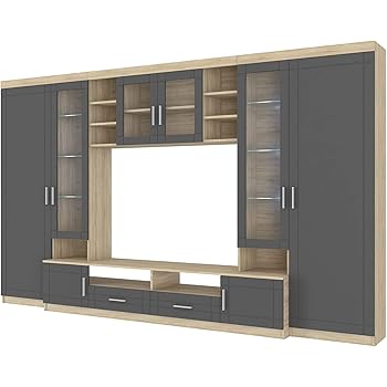 Top Wohnwand Paris Anbauwand Wohnkombi Wohnzimmer Sonoma Eiche