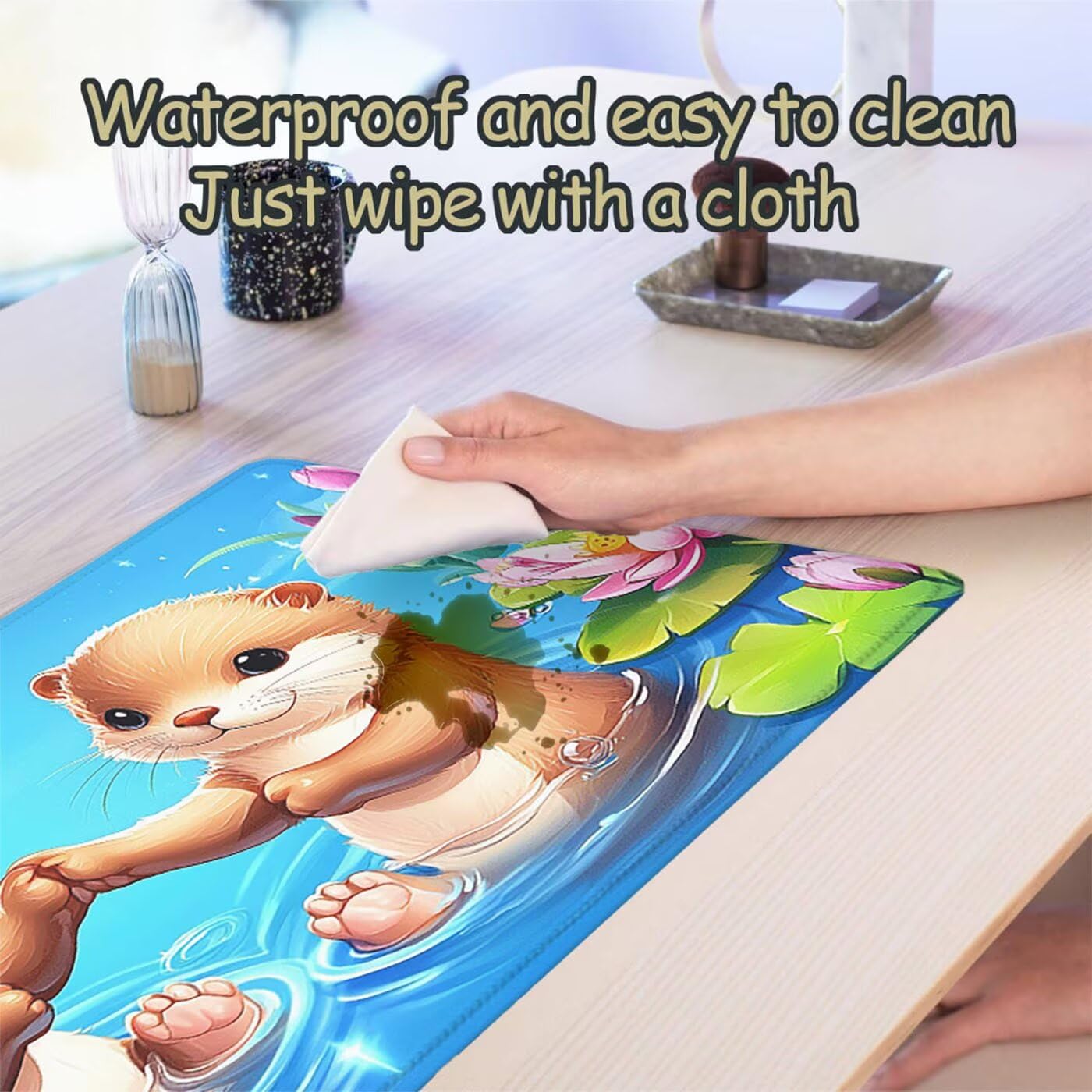 Podkładka pod mysz XXL 1200 x 600 mm duża śliczna podkładka pod mysz dla graczy pod ręką biurko szyte krawędzie wodoodporna antypoślizgowa do komputera, laptopa poprawia precyzję i szybkość, zwierzę S