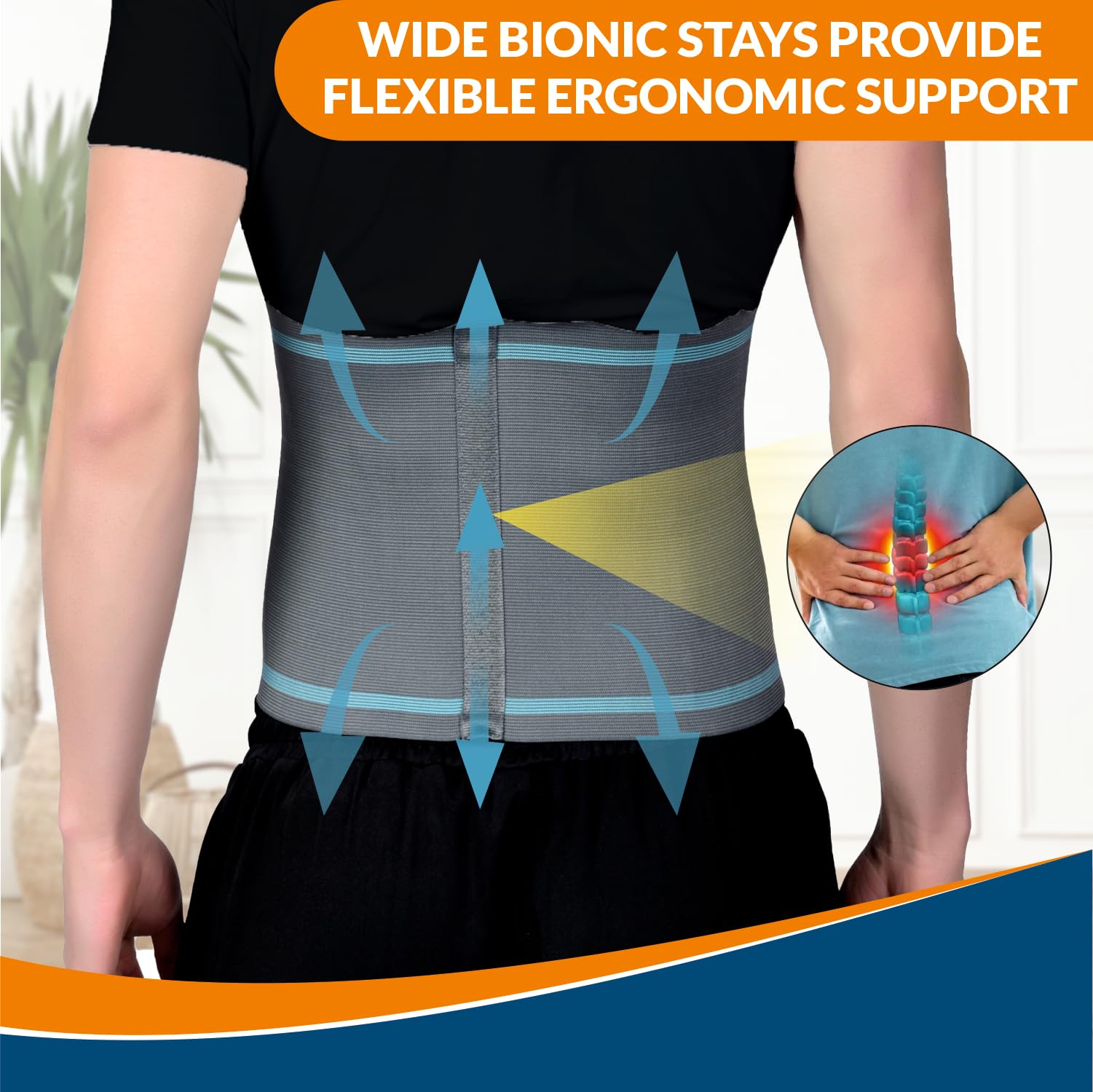 AccuSure Abdominal Support Tummy Trimmer Belt for Tummy Reduction, Lumbo Sacral, Breathable, Compression & Support for Men & Women, XL 3