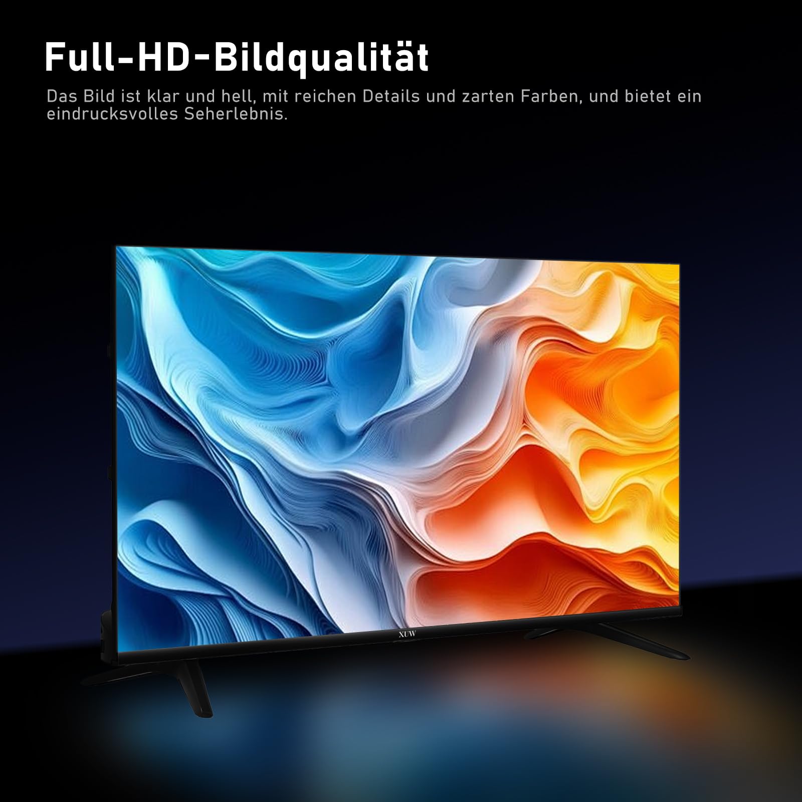 43-Zoll Full HD Smart TV, D-LED-Hintergrundbeleuchtung Fernseher, randloses Design, HDMI, USB, DVB-T2/S2, RJ45-Anschluss, großer Bildschirm für Wohnzimmer, Schlafzimmer, Heimunterhaltung- schwarz