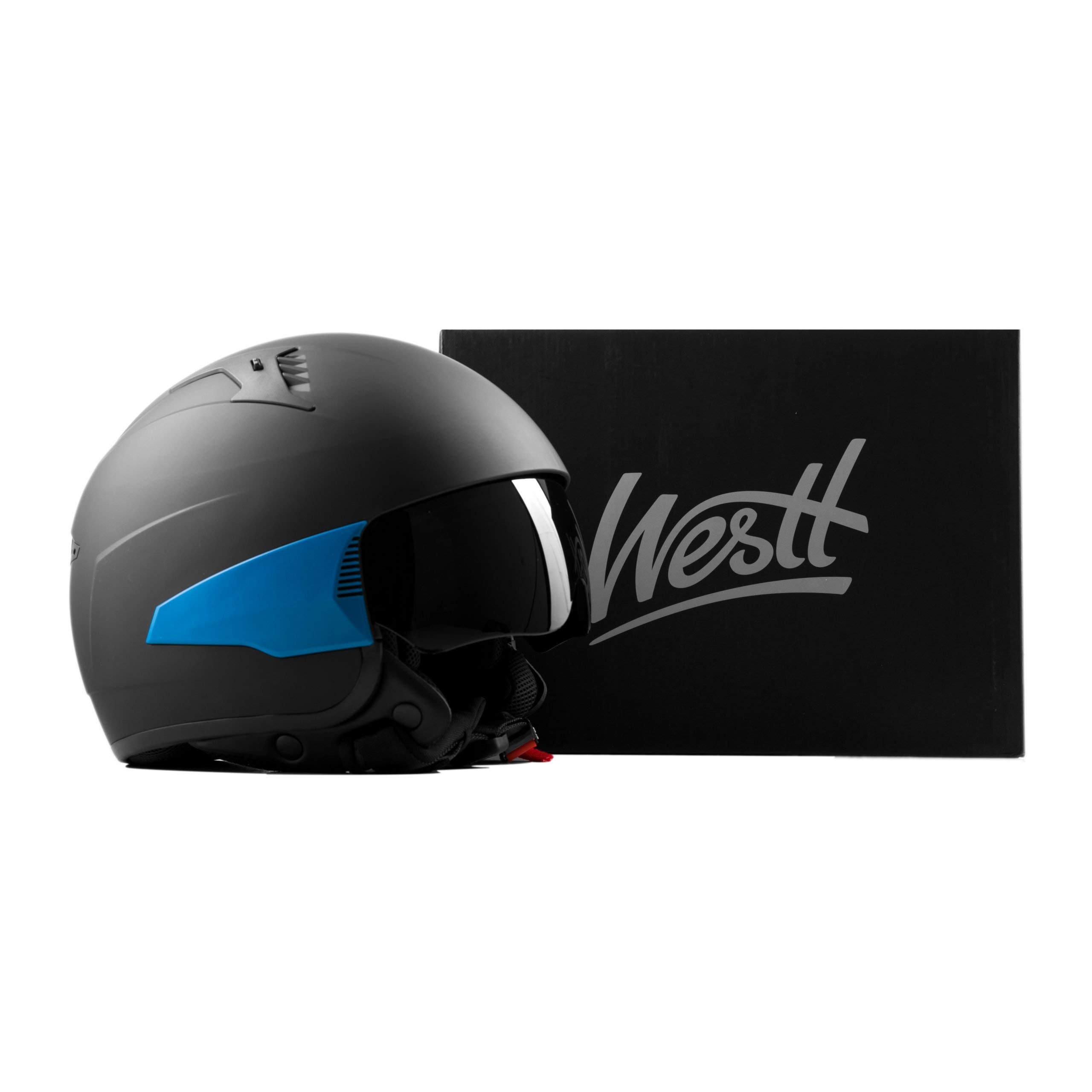 Westt Rover Motorcycle Helmet - Open Face Moped Helmet Retro Style for