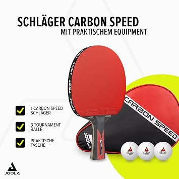 JOOLA Carbon Control Table Tennis Bat for Advanced Players Carbon Speed Table Tennis Set Includes Premium Table Tennis Balls 40+ mm Table Tennis Case