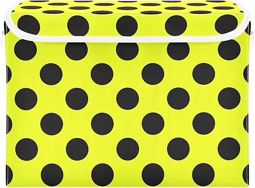 GAIGEO Pequeños organizadores de armario negros con lunares amarillos, organizador de almacenamiento, cubo de almacenamiento, cestas de