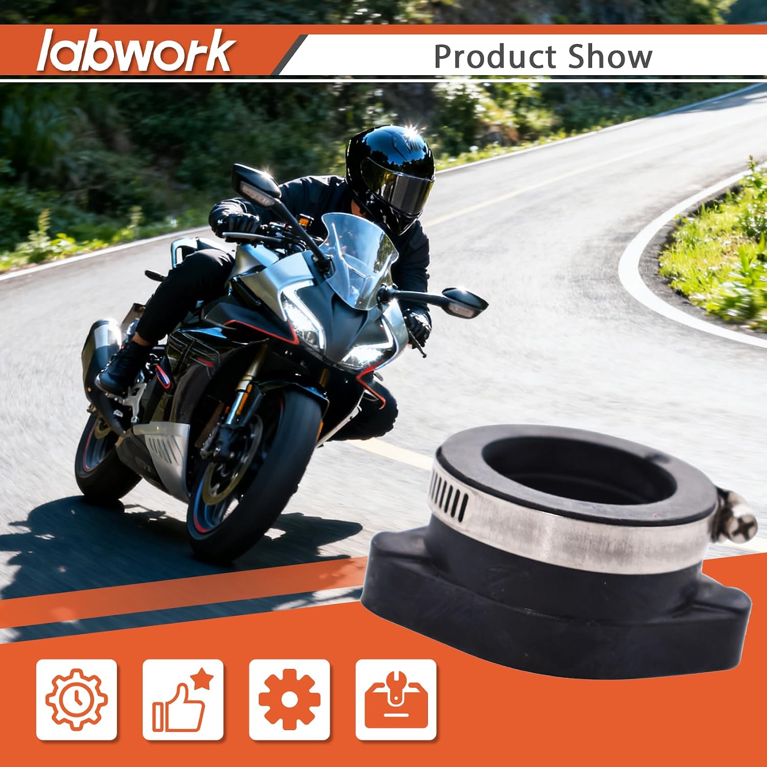 labwork 28mm 35mm Carb Carburetor Flange Intake Adapter Boot Replacement for VM24 Intake Top Bike Solid