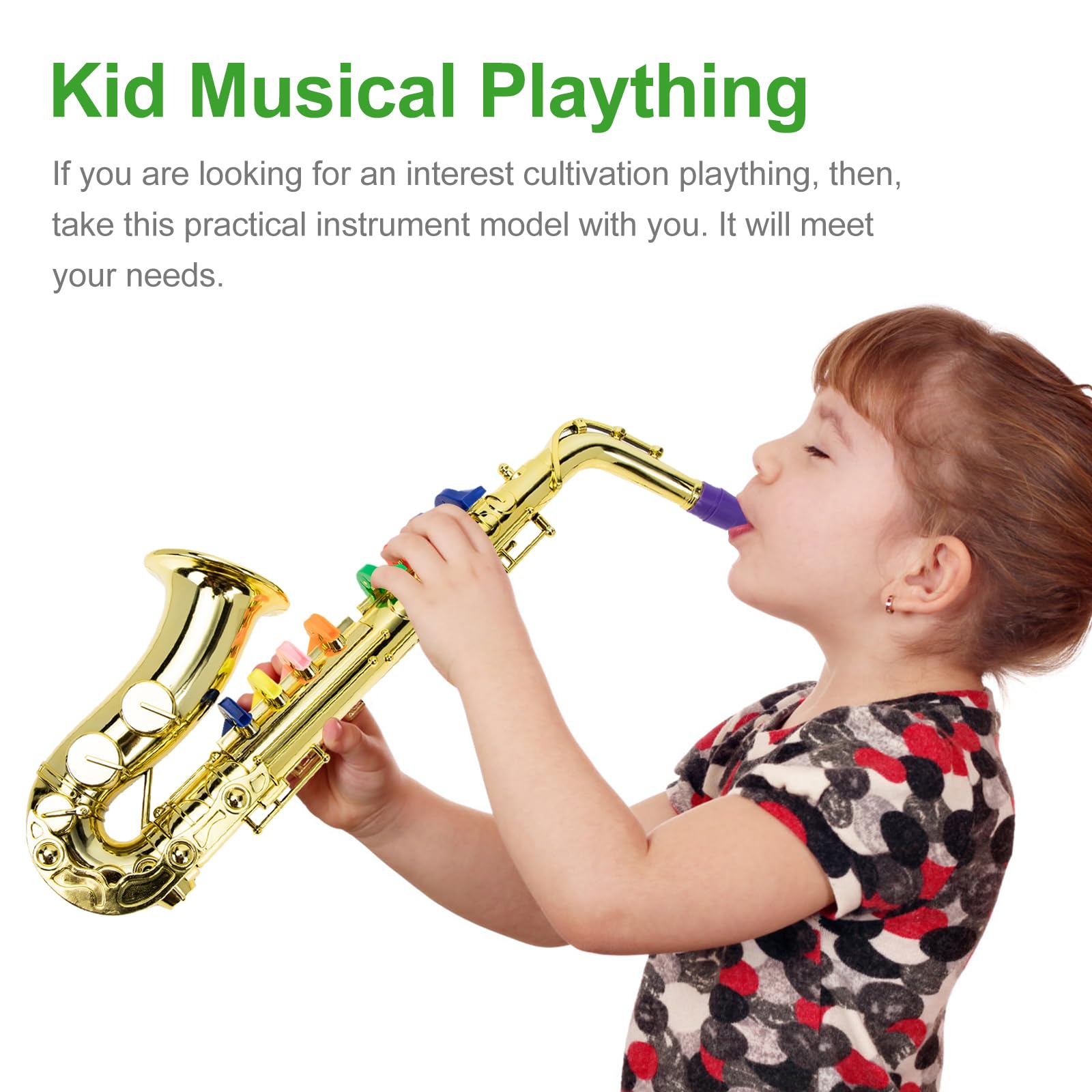 SUPVOX Sax Giocattolo Educativo per Bambini Oro, Saxofono Giocattolo, Tromba per Bambini in Plastica