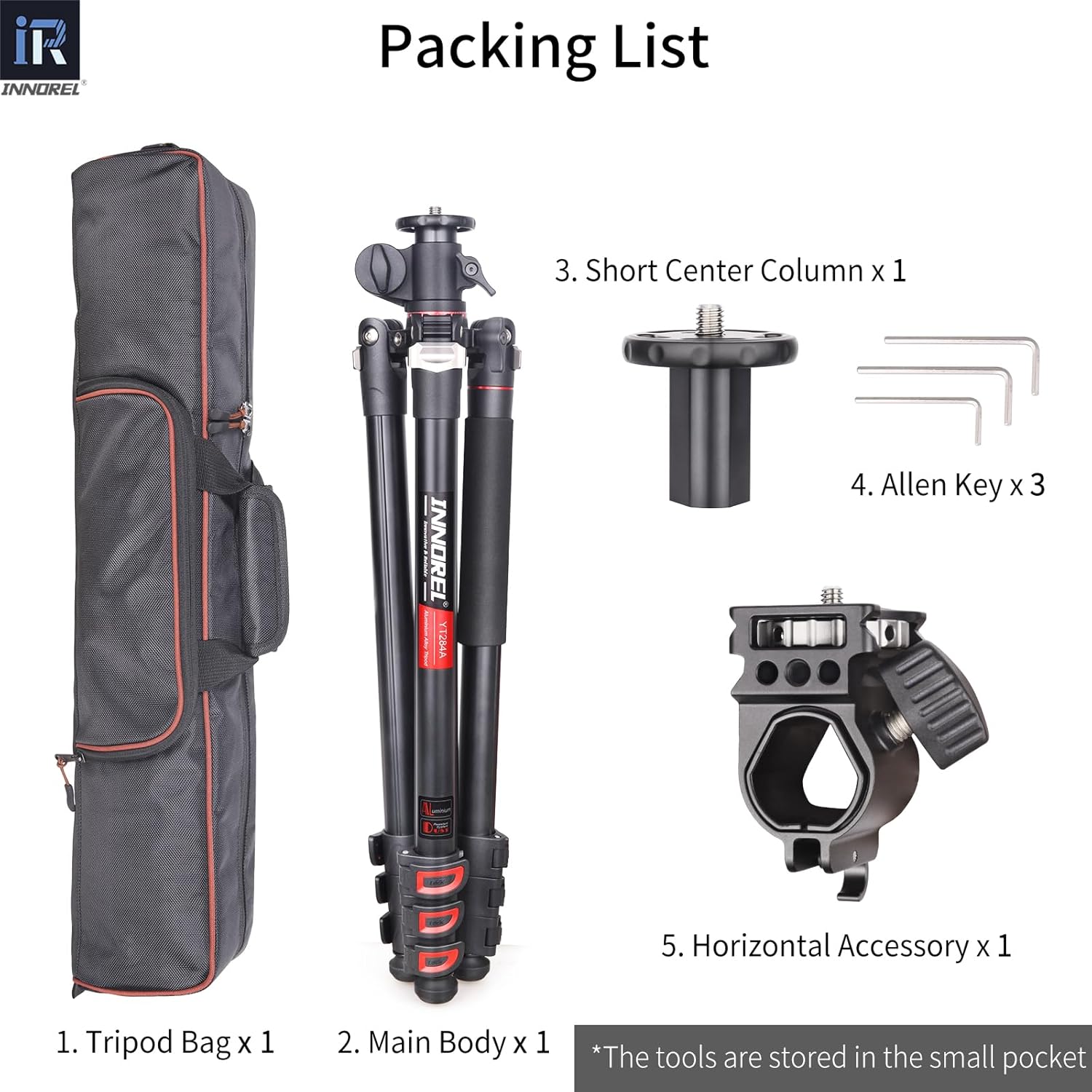 Aluminum Alloy Horizontal Tripod INNOREL YT284A with Rotatable Multi-Angle Center Column,29mm Tube Professional Camera Tripod Monopod for Digital DSLR Video Camcorder Overhead Shooting Load 20kg